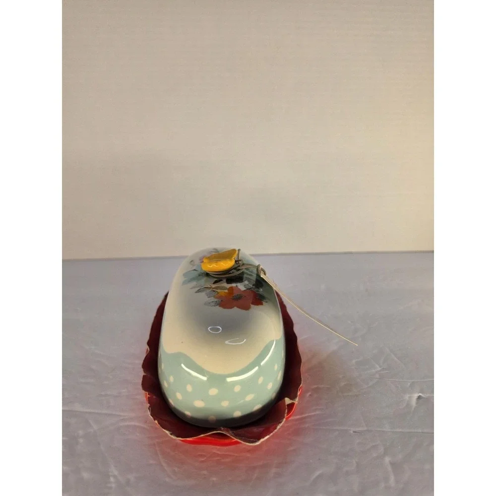 Pioneer Woman Flea Market Butter Dish Floral Butterfly Stoneware ..